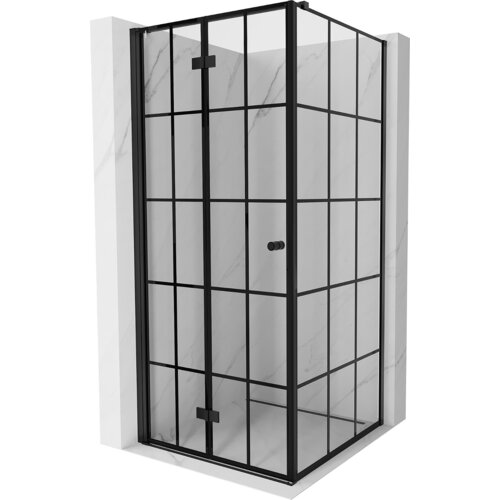 Mexen Mist-F kabina prysznicowa składana lewa 120 x 120 cm, czarna kratka, czarna - 8A6T-120-120-70-77-L