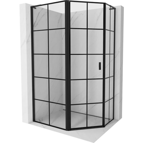 Mexen Mist L kabina prysznicowa pięciokątna asymetryczna uchylna lewa 100 x 80 cm, czarna kratka, czarna - 8A8L-100-080-70-77-L
