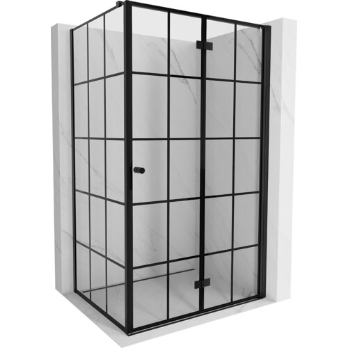 Mexen Mist-F kabina prysznicowa składana prawa 95 x 90 cm, czarna kratka, czarna - 8A6T-095-090-70-77-P