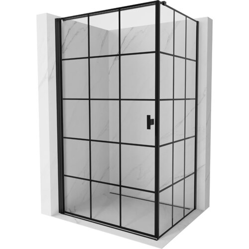 Mexen Mist-B kabina prysznicowa uchylna lewa 100 x 75 cm, czarna kratka, czarna - 8A2T-100-075-70-77-L