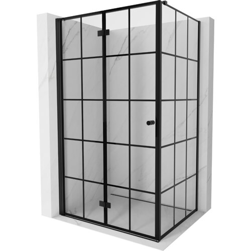 Mexen Mist-F kabina prysznicowa składana lewa 75 x 120 cm, czarna kratka, czarna - 8A6T-075-120-70-77-L