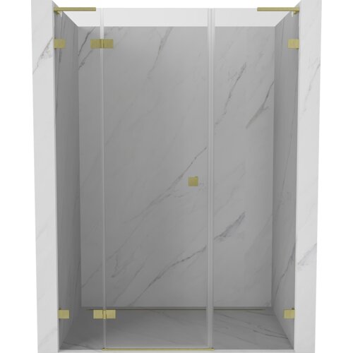 Mexen Lunar L drzwi prysznicowe uchylne lewe 125 cm, transparent, złote szczotkowane - 834SL-125-050-55-00-L