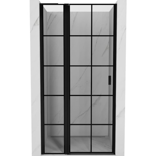 Mexen Mist L drzwi prysznicowe uchylne lewe 95 cm, czarna kratka, czarne - 8A4L-095-000-70-77-L