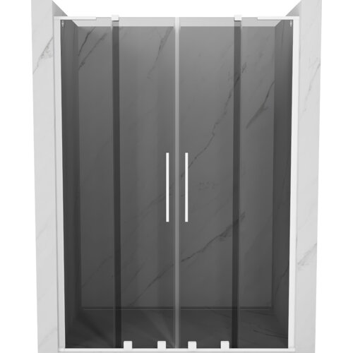 Mexen Velar L Duo drzwi prysznicowe rozsuwane 150 cm, grafit, białe - 871-150-003-42-20