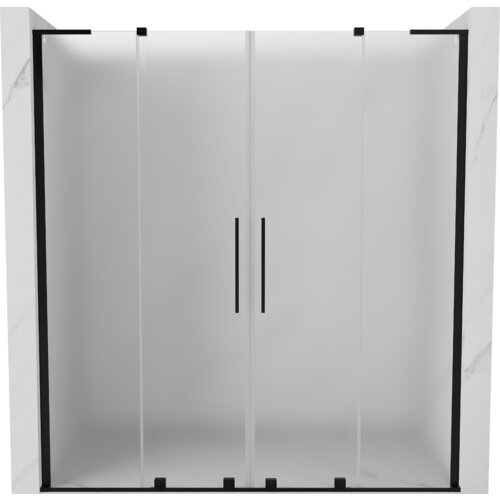 Mexen Velar L Duo drzwi prysznicowe rozsuwane 200 cm, szron, czarne - 871-200-003-32-70