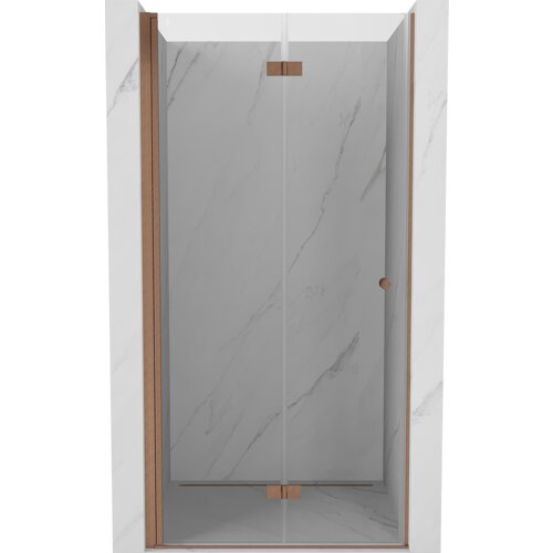 Mexen Mist-F drzwi prysznicowe składane lewe 80 cm, transparent, miedź szczotkowana - 8A6-080-000-65-00-L