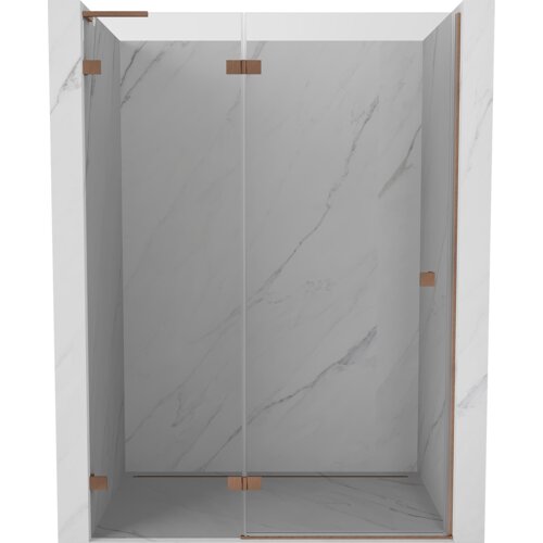 Mexen Lunar L drzwi prysznicowe uchylne lewe 140 cm, transparent, miedź szczotkowana - 834L-140-000-65-00-L