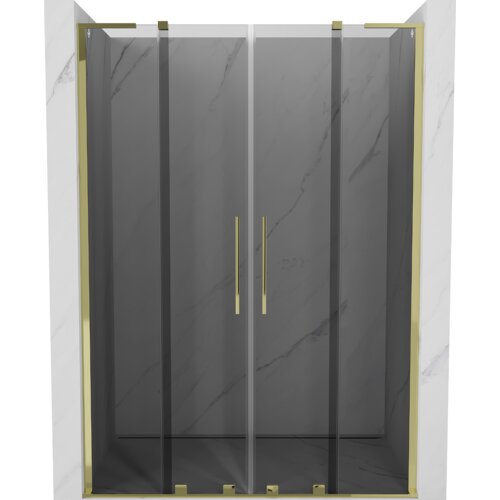 Mexen Velar L Duo drzwi prysznicowe rozsuwane 160 cm, grafit, złote - 871-160-003-42-50