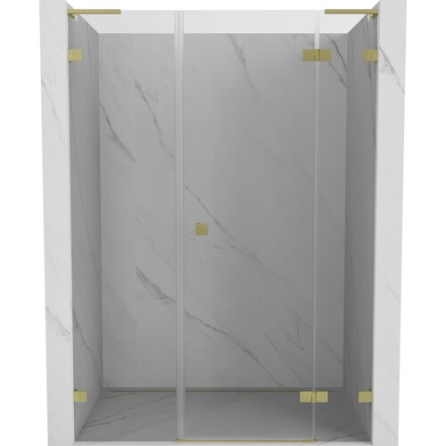 Mexen Lunar L drzwi prysznicowe uchylne prawe 145 cm, transparent, złote szczotkowane - 834SL-145-050-55-00-P