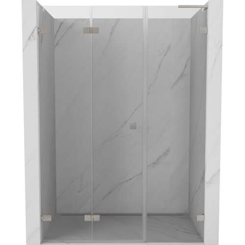 Mexen Lunar-F L drzwi prysznicowe składane lewe 140 cm, transparent, nikiel szczotkowany - 836SL-140-050-97-00-L