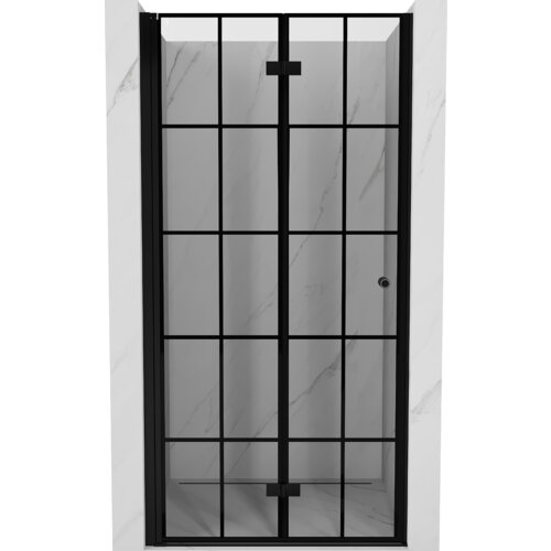 Mexen Mist-F drzwi prysznicowe składane lewe 95 cm, czarna kratka, czarne - 8A6-095-000-70-77-L