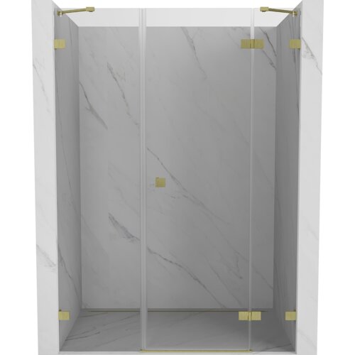 Mexen Lunar drzwi prysznicowe uchylne prawe 145 cm, transparent, złote szczotkowane - 834S-145-050-55-00-P