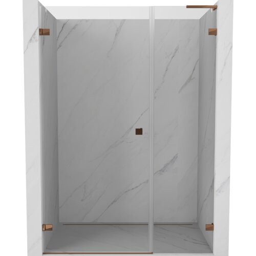 Mexen Lunar-B L drzwi prysznicowe uchylne lewe 115 cm, transparent, różowe złoto - 832SL-115-050-60-00-L
