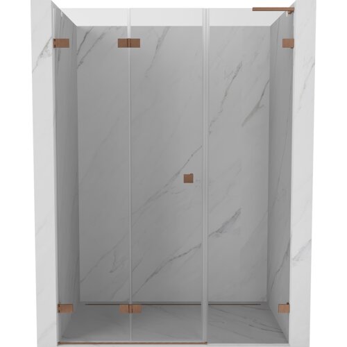 Mexen Lunar-F L drzwi prysznicowe składane lewe 140 cm, transparent, miedź szczotkowana - 836SL-140-050-65-00-L