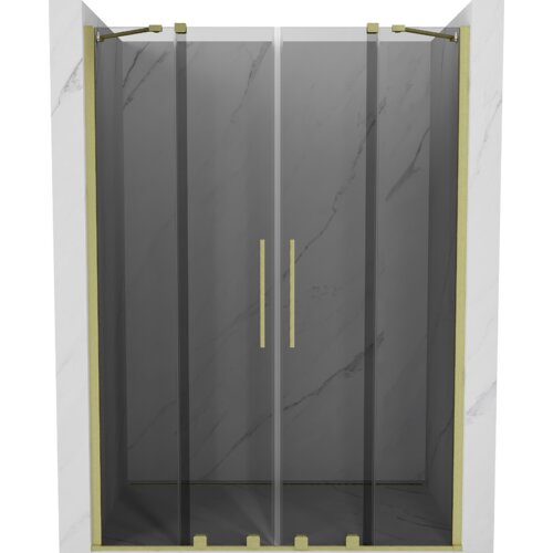 Mexen Velar Duo drzwi prysznicowe rozsuwane 150 cm, grafit, złote szczotkowane - 871-150-000-42-55