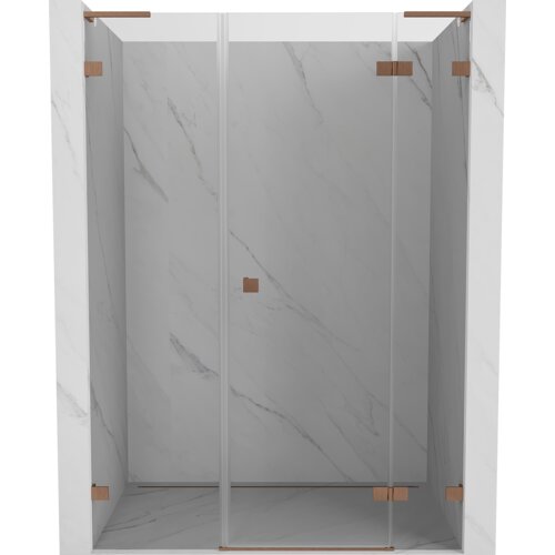 Mexen Lunar L drzwi prysznicowe uchylne prawe 125 cm, transparent, miedź szczotkowana - 834SL-125-050-65-00-P