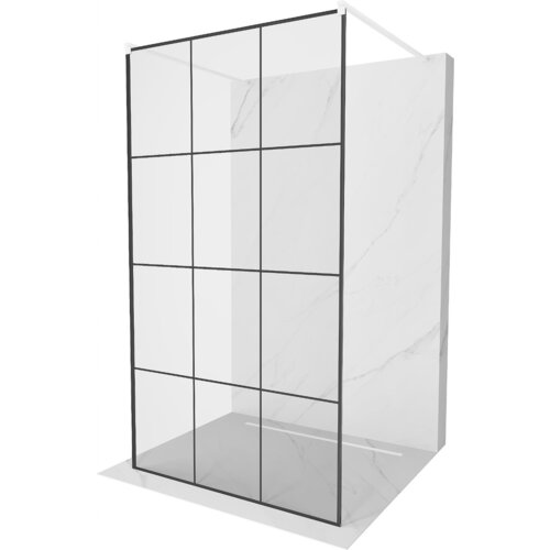 Mexen Kioto ścianka prysznicowa wolnostojąca 110 x 200 cm, czarna kratka 8 mm, biała - 800-110-002-20-77