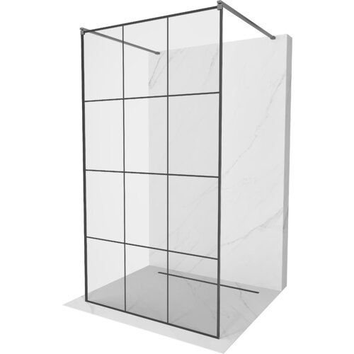 Mexen Kioto ścianka prysznicowa wolnostojąca 110 x 200 cm, czarna kratka 8 mm, gun metal - 800-110-002-95-77