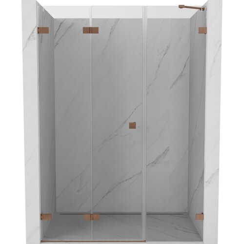 Mexen Lunar-F drzwi prysznicowe składane lewe 115 cm, transparent, miedź szczotkowana - 836S-115-050-65-00-L