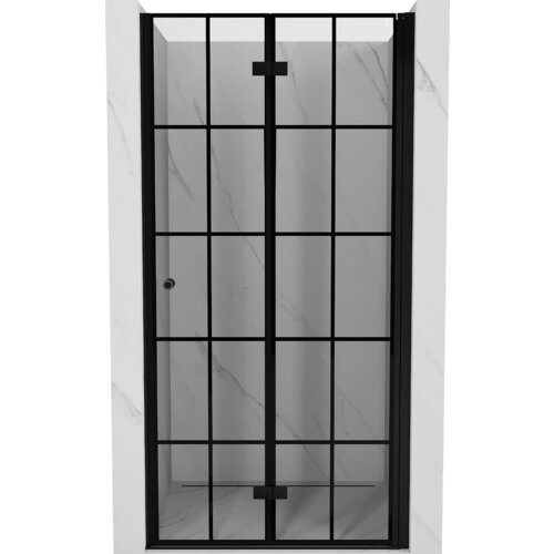 Mexen Mist-F drzwi prysznicowe składane prawe 85 cm, czarna kratka, czarne - 8A6-085-000-70-77-P