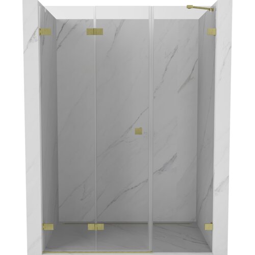 Mexen Lunar-F drzwi prysznicowe składane lewe 130 cm, transparent, złote szczotkowane - 836S-130-050-55-00-L