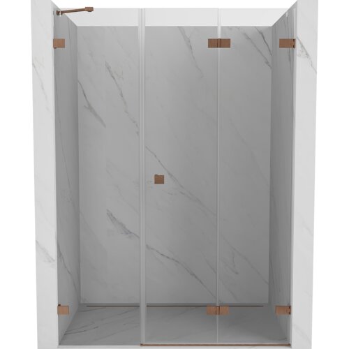 Mexen Lunar-F drzwi prysznicowe składane prawe 130 cm, transparent, miedź szczotkowana - 836S-130-050-65-00-P