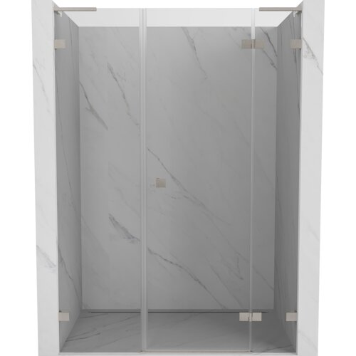 Mexen Lunar L drzwi prysznicowe uchylne prawe 145 cm, transparent, nikiel szczotkowany - 834SL-145-050-97-00-P
