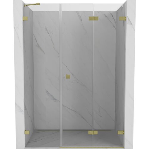 Mexen Lunar-F drzwi prysznicowe składane prawe 120 cm, transparent, złote szczotkowane - 836S-120-050-55-00-P