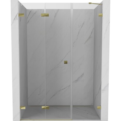 Mexen Lunar-F drzwi prysznicowe składane lewe 120 cm, transparent, złote - 836S-120-050-50-00-L