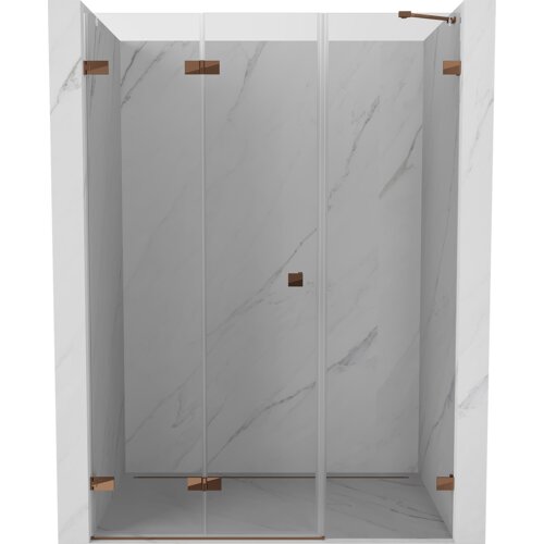 Mexen Lunar-F drzwi prysznicowe składane lewe 135 cm, transparent, różowe złoto - 836S-135-050-60-00-L