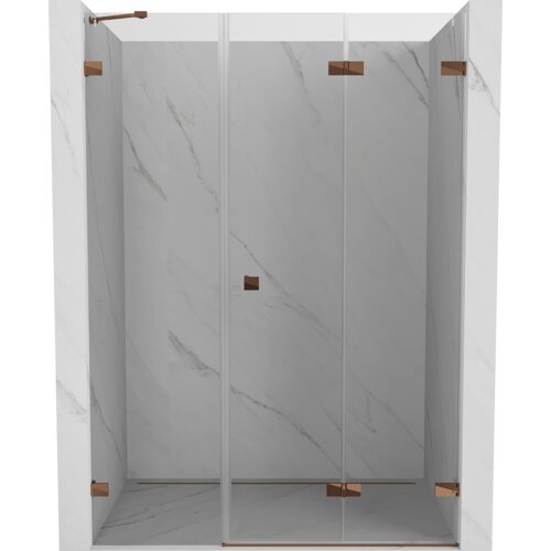 Mexen Lunar-F drzwi prysznicowe składane prawe 125 cm, transparent, różowe złoto - 836S-125-050-60-00-P