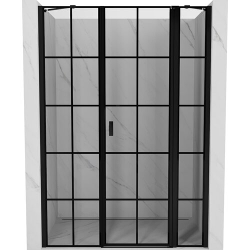 Mexen Mist drzwi prysznicowe uchylne prawe 150 cm, czarna kratka, czarne - 8A4-150-001-70-77-P