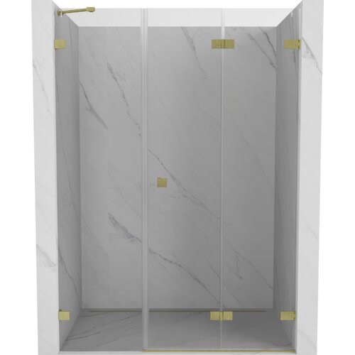 Mexen Lunar-F drzwi prysznicowe składane prawe 110 cm, transparent, złote szczotkowane - 836S-110-050-55-00-P