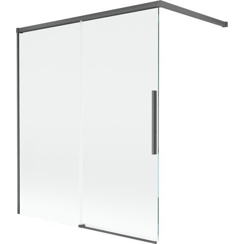 Mexen Rox parawan nawannowy 2-skrzydłowy rozsuwany 140 x 150 cm, transparent, gun gray szczotkowany - 8C9-140-003-66-00
