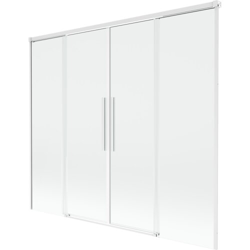 Mexen Rox parawan nawannowy 2-skrzydłowy rozsuwany 190 x 150 cm, transparent, biały - 8C9-190-002-20-00