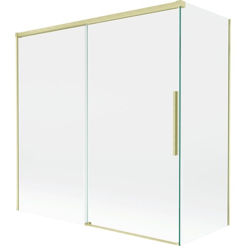 Mexen Rox parawan nawannowy 2-skrzydłowy rozsuwany 160 + 70 x 150 cm, transparent, złoty szczotkowany - 8C9-160-070-55-00