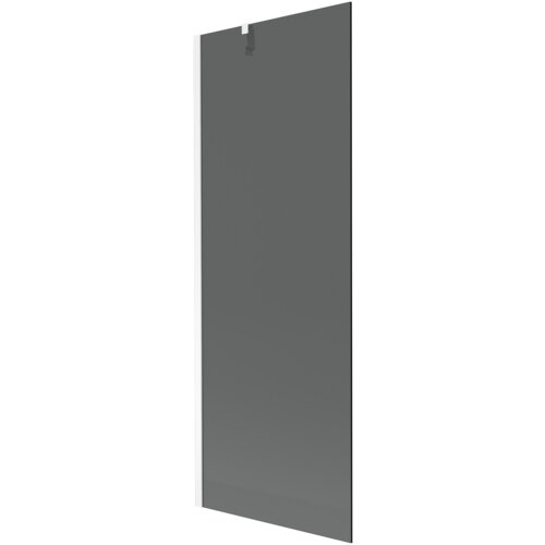 Na zdjęciu widoczny jest parawan nawannowy o wymiarach 70 x 150 cm w kolorze grafitowym z białymi elementami. Produkt ma prostą, jednoskrzydłową konstrukcję.