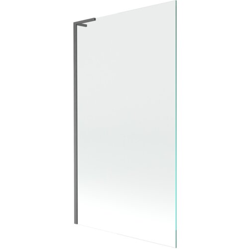 Przezroczysty parawan nawannowy o wymiarach 100 x 150 cm z jednym skrzydłem, wykonany ze szkła, z ramą w kolorze gun gray szczotkowanym. Produkt ma prosty, nowoczesny design.