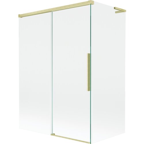 Mexen Rox L parawan nawannowy 2-skrzydłowy rozsuwany 120 + 70 x 150 cm, transparent, złoty szczotkowany - 8C9L-120-070-55-00