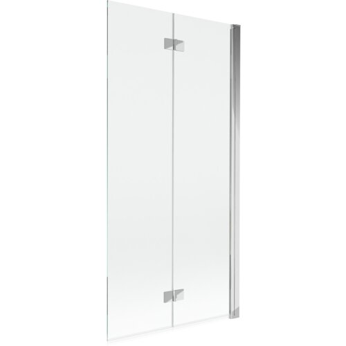 Przezroczysty, dwuskrzydłowy parawan nawannowy z chromowanymi elementami mocującymi. Produkt oznaczony jako "Mexen Mist parawan nawannowy 2-skrzydłowy prawy 90 x 150 cm, transparent, chrom - 8A9-090-002-01-00-P".