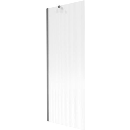 Na zdjęciu widoczny jest jednoskrzydłowy parawan nawannowy o wymiarach 70 x 150 cm z prążkowaną powierzchnią i szczotkowanym wykończeniem w kolorze gun gray. Produkt ma prostą, nowoczesną formę z metalowym uchwytem na górze.
