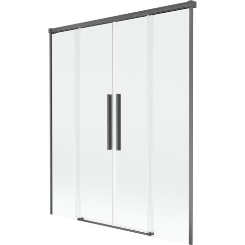 Mexen Rox parawan nawannowy 2-skrzydłowy rozsuwany 150 x 150 cm, transparent, gun gray szczotkowany - 8C9-150-002-66-00