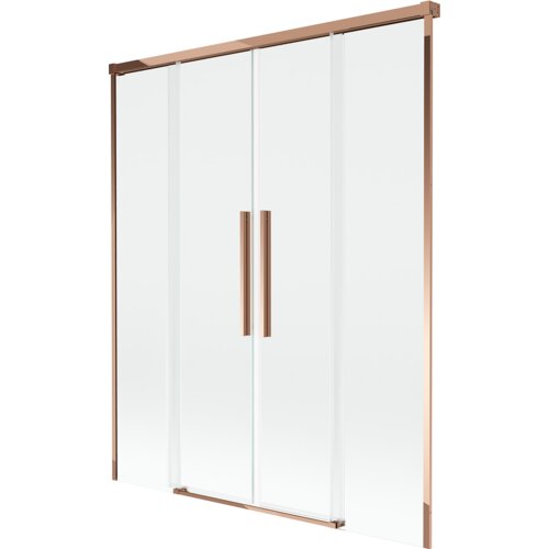 Mexen Rox parawan nawannowy 2-skrzydłowy rozsuwany 150 x 150 cm, transparent, różowe złoto - 8C9-150-002-60-00