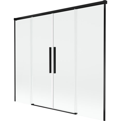 Mexen Rox parawan nawannowy 2-skrzydłowy rozsuwany 180 x 150 cm, transparent, czarny - 8C9-180-002-70-00