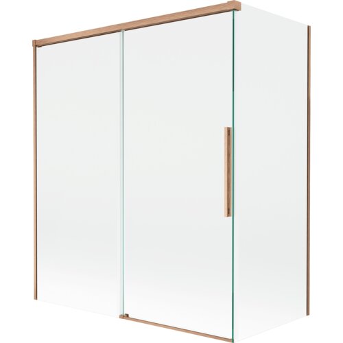 Mexen Rox parawan nawannowy 2-skrzydłowy rozsuwany 140 + 70 x 150 cm, transparent, miedż szczotkowana - 8C9-140-070-65-00