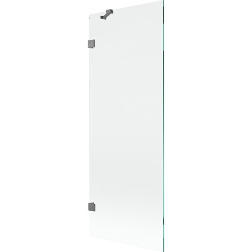 Przezroczysty parawan nawannowy o wymiarach 70 x 150 cm z metalowymi elementami w kolorze gun metal. Produkt to "Mexen Lunar parawan nawannowy 1-skrzydłowy 70 x 150 cm, transparent, gun metal - 897-070-000-95-00".