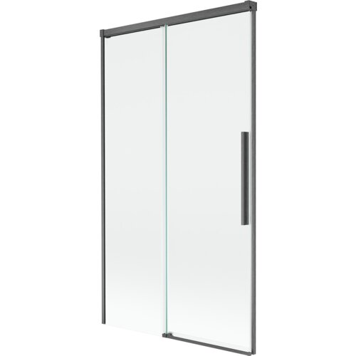 Mexen Rox parawan nawannowy 2-skrzydłowy rozsuwany 100 x 150 cm, transparent, gun gray szczotkowany - 8C9-100-001-66-00