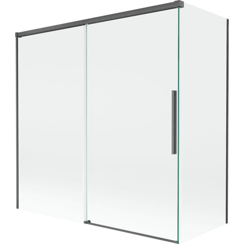 Mexen Rox parawan nawannowy 2-skrzydłowy rozsuwany 160 + 80 x 150 cm, transparent, gun gray szczotkowany - 8C9-160-080-66-00