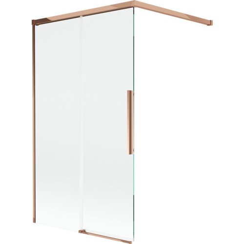 Mexen Rox parawan nawannowy 2-skrzydłowy rozsuwany 100 x 150 cm, transparent, różowe złoto - 8C9-100-003-60-00