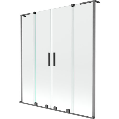 Mexen Velar L Duo parawan nawannowy 2-skrzydłowy rozsuwany 160 x 150 cm, transparent, gun gray szczotkowany - 896-160-003-02-66